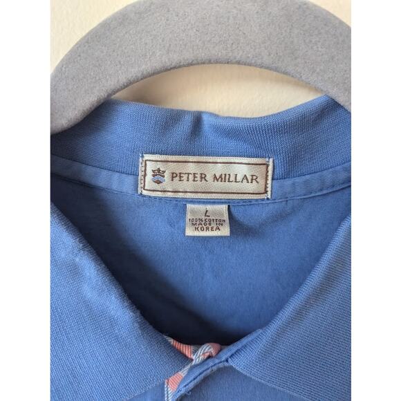 Peter Millar Light Blue Summer Golf Polo Shirt Mens Large - Picture 2 of 5